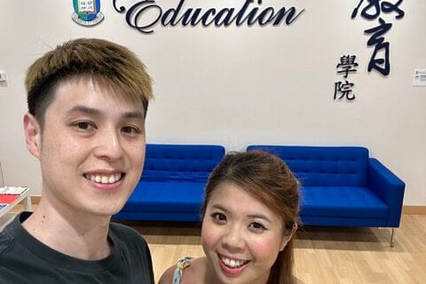 Polly Oxford與William Choi於香港大學教育學院合照 - 兩位港大教育系校友投身教育事業