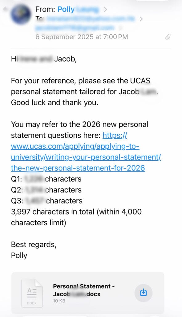 UCAS Personal Statement初稿2日內完成 牛津導師指導 香港學生英國大學申請 Personal Statement寫作服務 UCAS Personal Statement first draft completed in 2 days — Oxford tutor coaching Hong Kong student UK university application