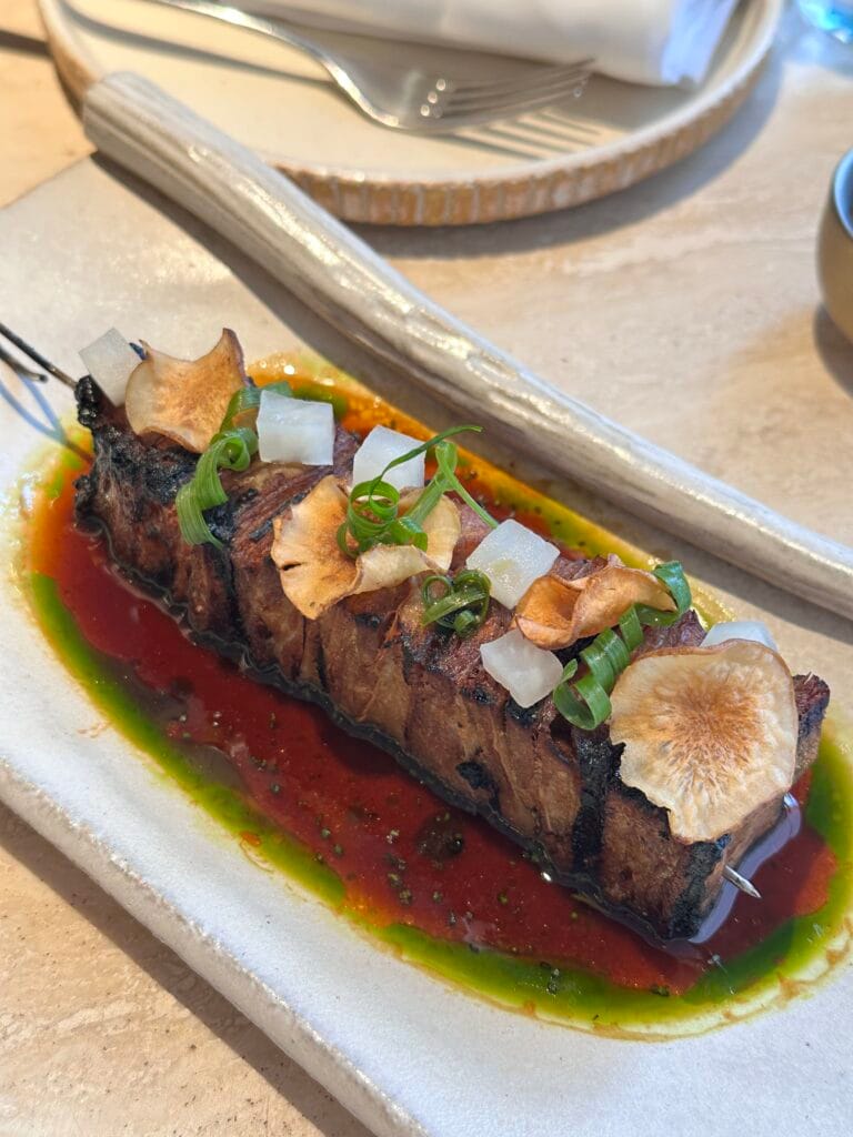 倫敦希臘餐廳烤牛肉 牛津導師與UCL學生倫敦聚餐 師生情誼 Grilled beef skewer at Greek restaurant London — Oxford tutor and UCL student dining together